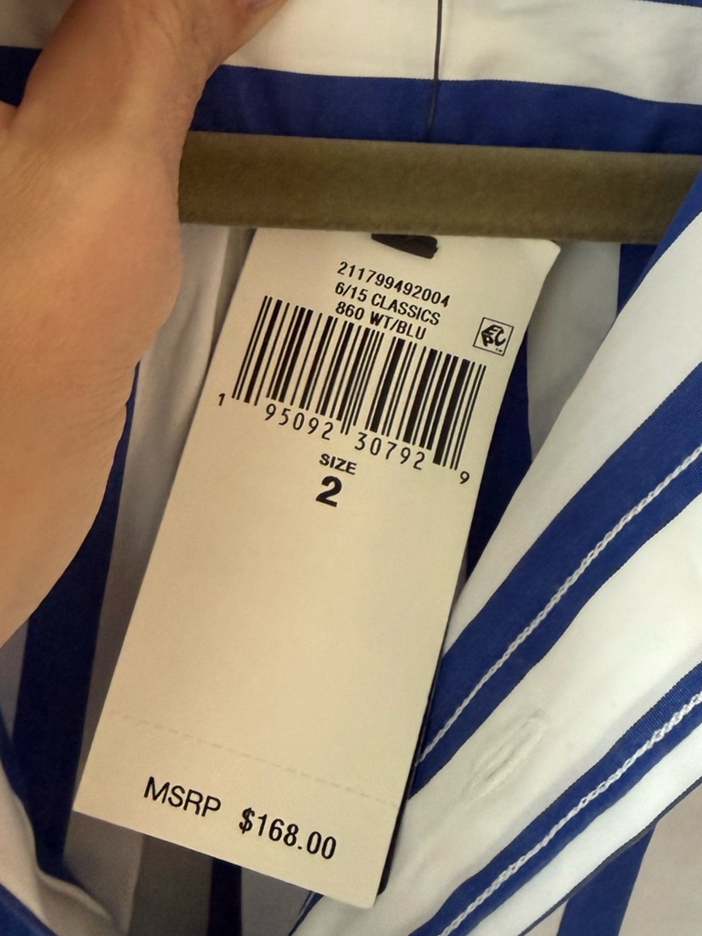 Polo by Ralph Lauren White and Blue Vertical Stripe Button-Up Shirt - Picture 4 of 5